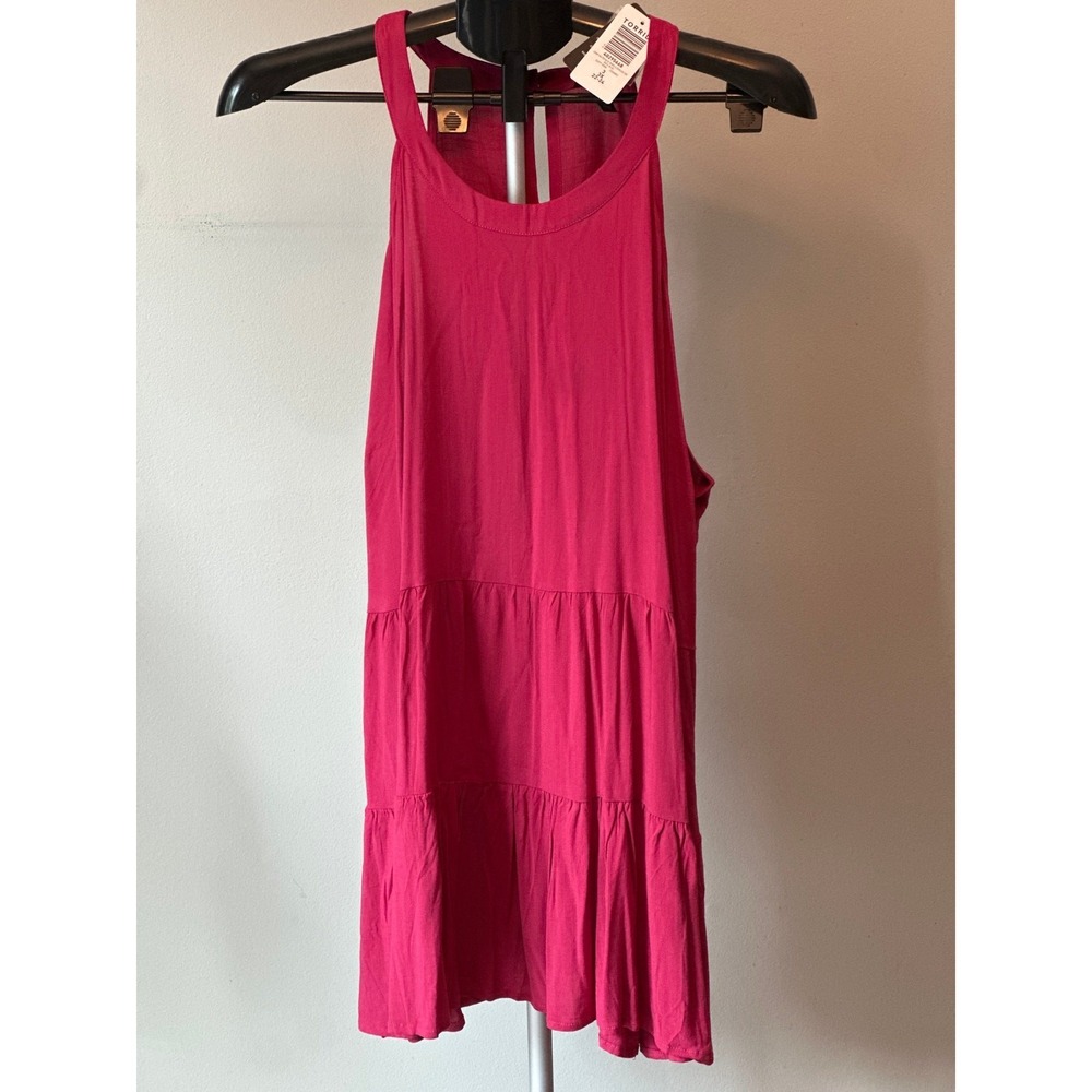 Torrid Lenny Halter Neck Top Women 3X Red Tiered Sleeveless Boho Coquette - Picture 2 of 8